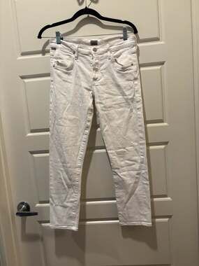 Citizens of Humanity Elsa Mid Rise Slim Fit Crop White Jeans